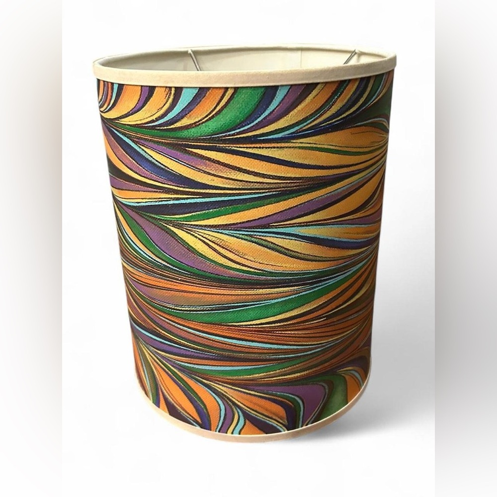 Vintage cylinder Lamp shade With Psychedelic pattern and colors - Picture 2 of 7